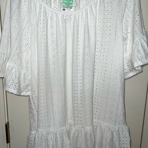 White eyelet ruffle shirt